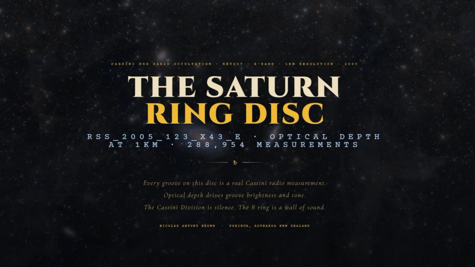 Cassini Saturn ring data into a playable sound disc (288,954 NASA measurements)
