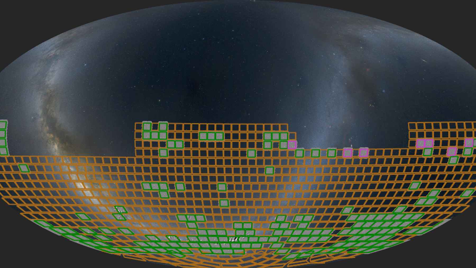 Sky map from the ASKAP EMU survey showing regions scanned for mysterious deep-space radio signals