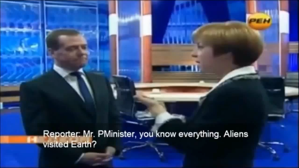 Ex-Russian President Dmitry Medvedev (serving as Prime Minister at the time) was asked by a reporter in 2012 if aliens had ever visited Earth.