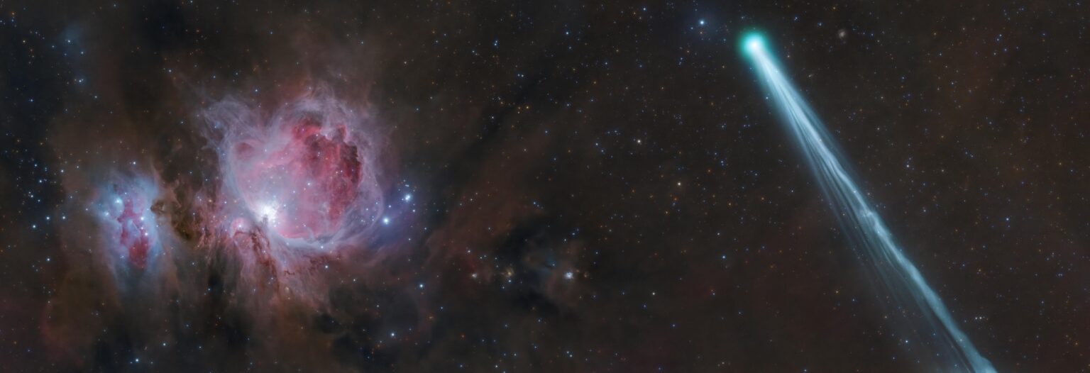 The Conjunction of Comet R3 PanSTARRS and the Orion Nebula by Julien De Winter and Sascha Ebeler