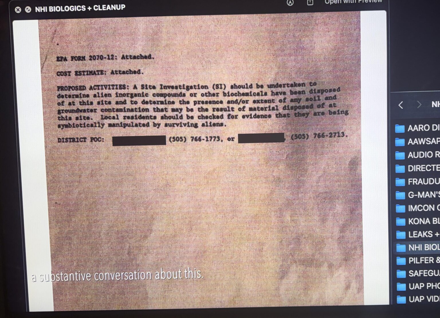 Document referencing Roswell NHI biologics