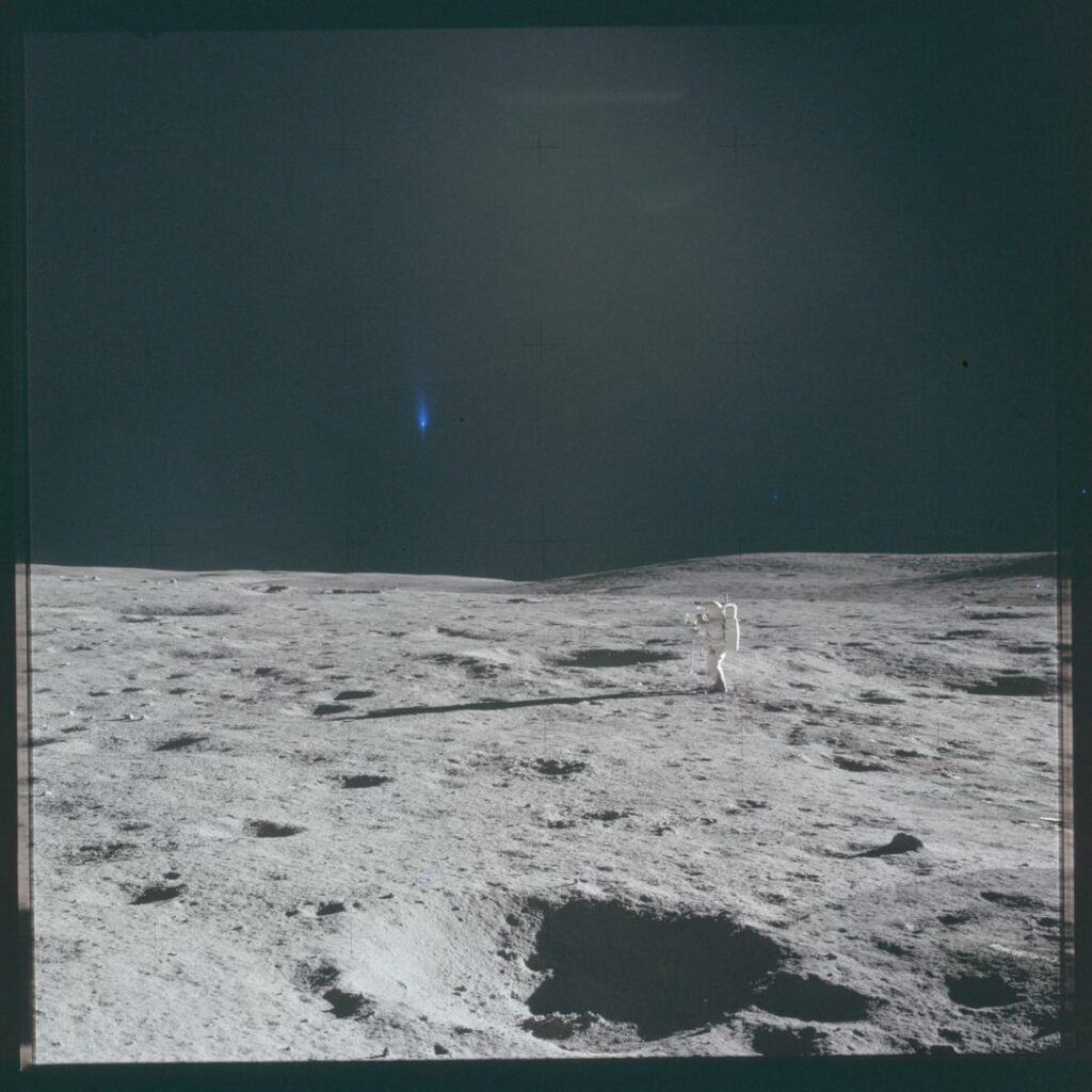 Why Do So Many Apollo Photos Contain Blue Orbs/Lights?