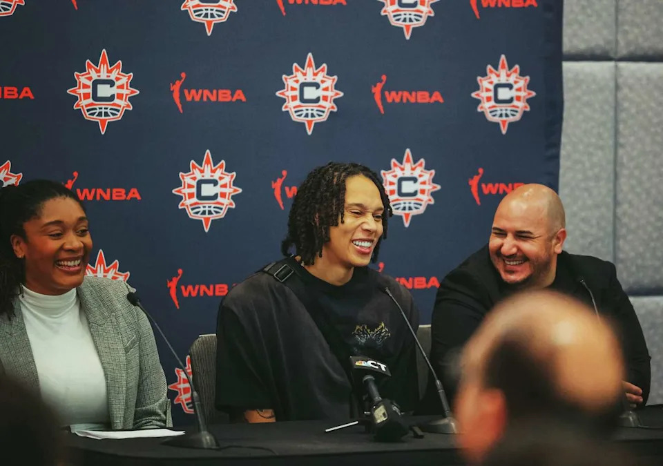 Brittney Griner was introduced by the WNBA's Connecticut Sun on Friday, April 17, 2026 at Mohegan Sun in Uncasville, CT. (Courtesty of Connecticut Sun)