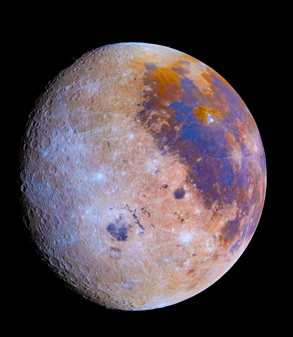 a diversly colorful and detailed image of the moon