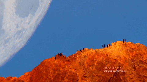 Moon Setting Behind Teide Volcano