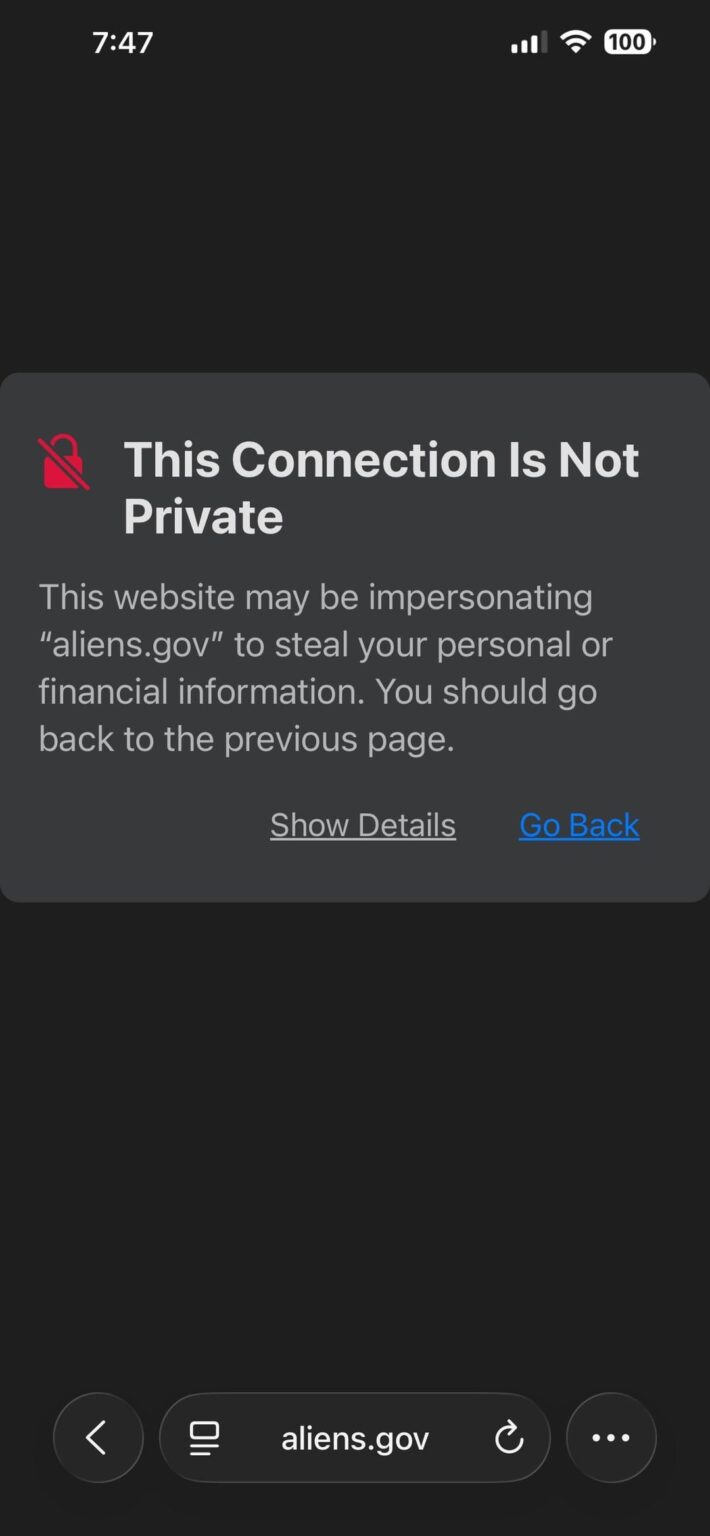 What is this about? It is on both alien and aliens dot gov.