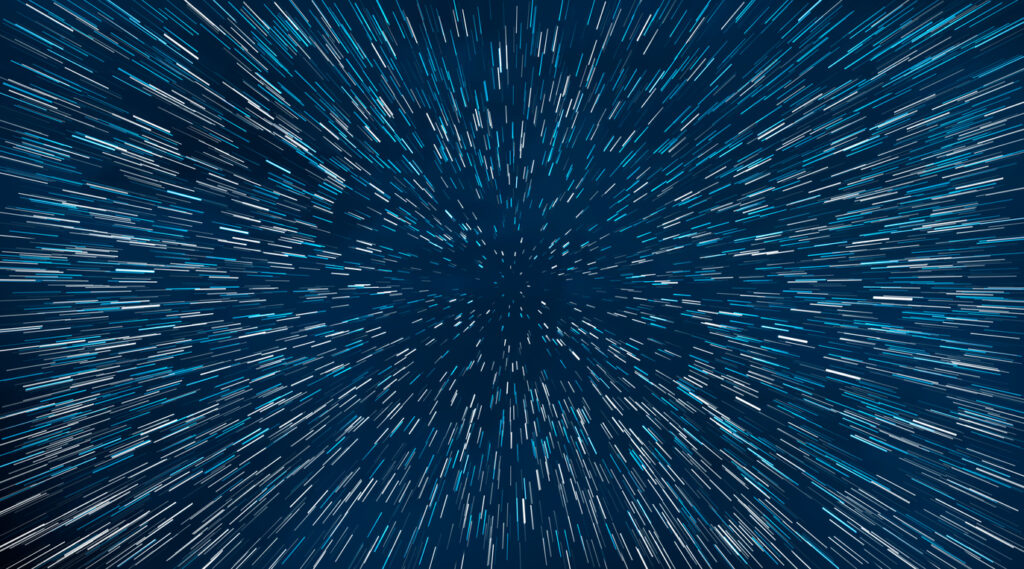 Explaining cosmic expansion without dark energy Shiny blue and white star trail tunnel background illustration