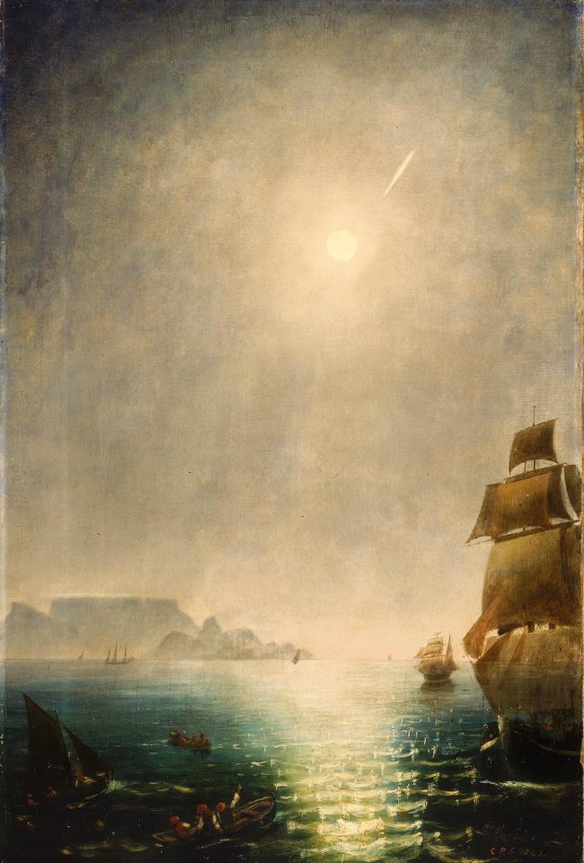 The Great Comet of 1843 above Table Bay near Cape Town, South Africa (painting by astronomer Charles Piazzi Smith)