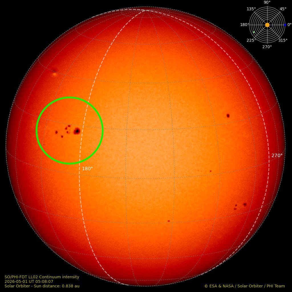 Big active region on the farside! Solar Orbiter is currently able to see the farside of the Sun--the part not facing Earth.