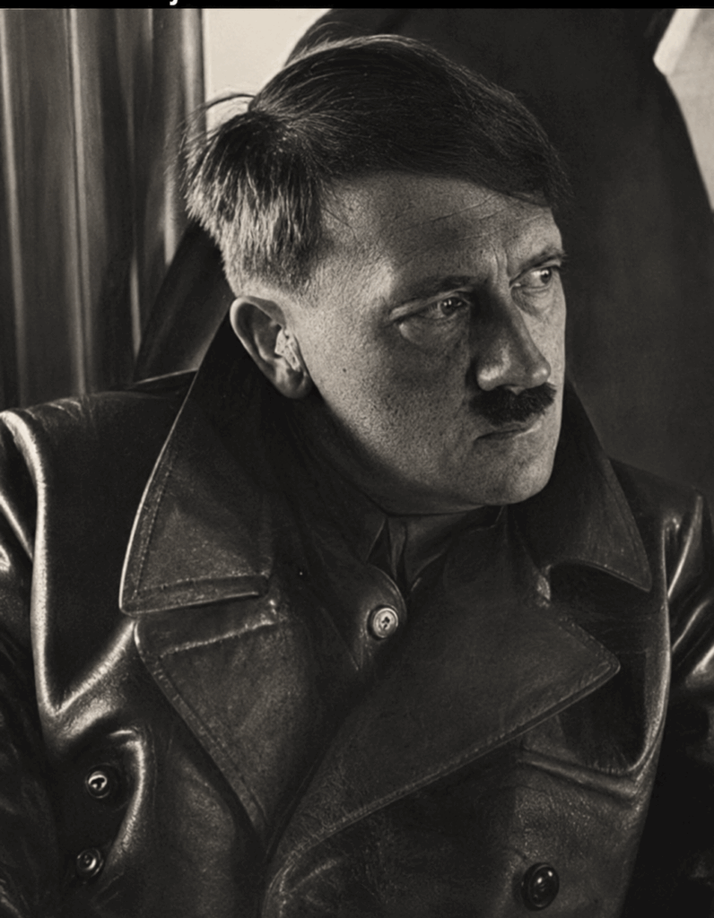 Rare photo of German dictator Adolf wearing a leather jacket, sometime in the late 1930s