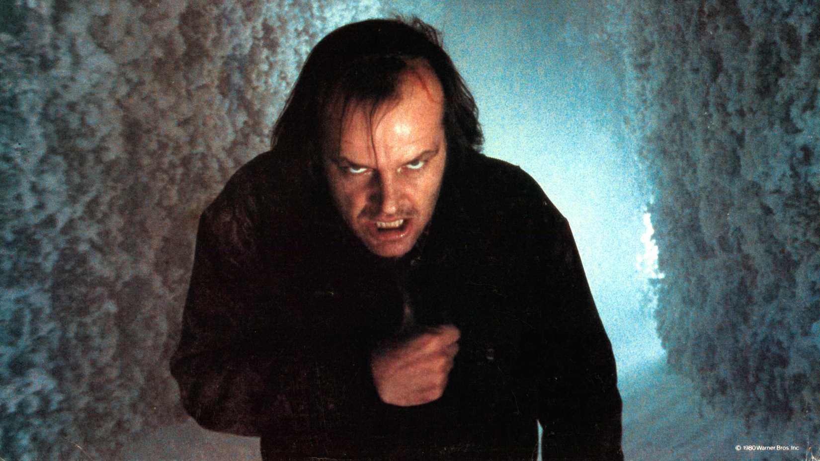 Jack (Jack Nicholson) angry walking in the snow in The Shining