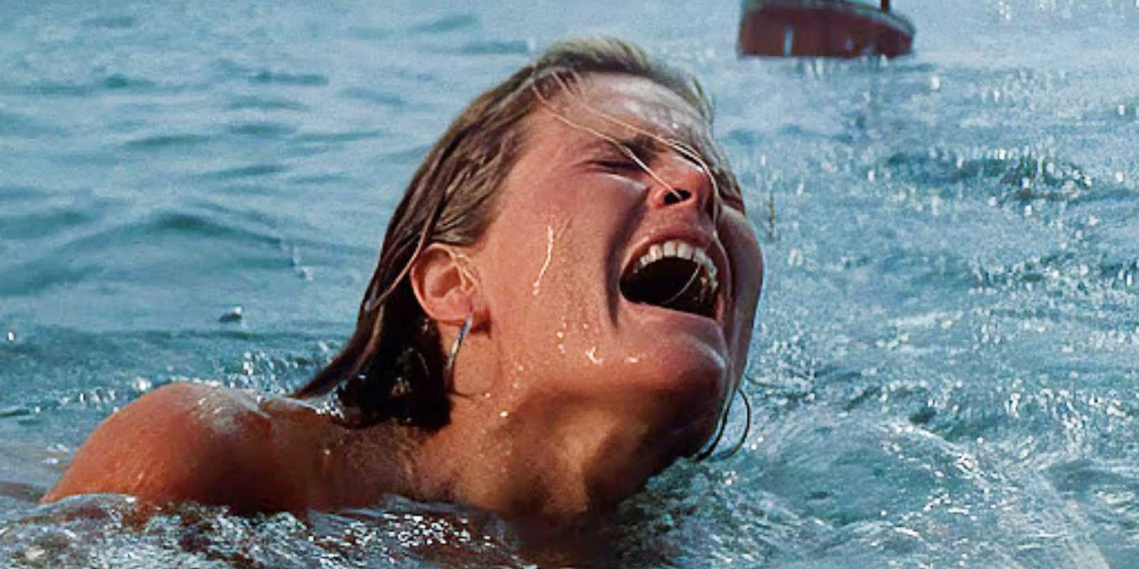 The first victim being attacked in Jaws' opening scenes