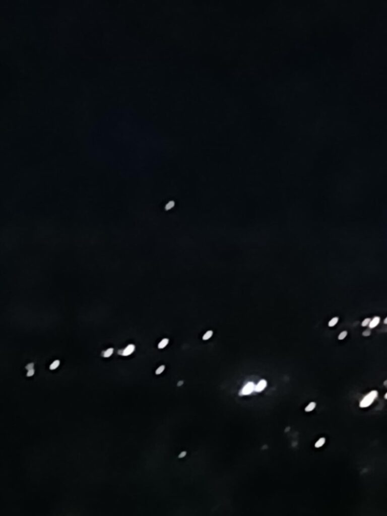 Flashing lights flying by