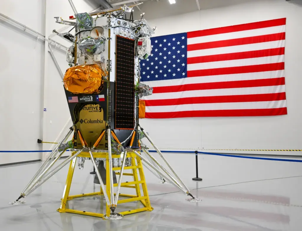LUNR Stock Eyes Best Month This Year Despite NASA’s Rebuff — Analyst Sees 85% Upside The Intuitive Machines IM-1 Lunar Lander, Nova-C, is on display before it is shipped to Cape Canaveral, Florida.