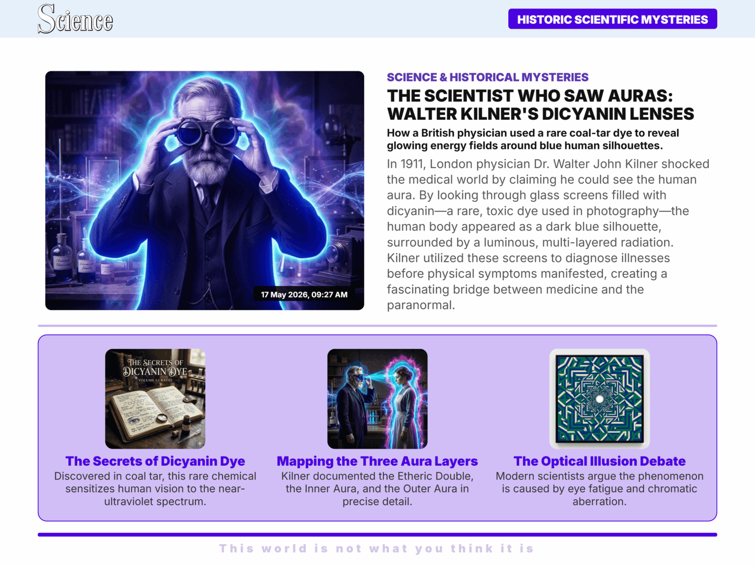 Suppressed Optical Science? The 1911 Case of Dr. Walter Kilner’s "Aura-Viewing" Lenses