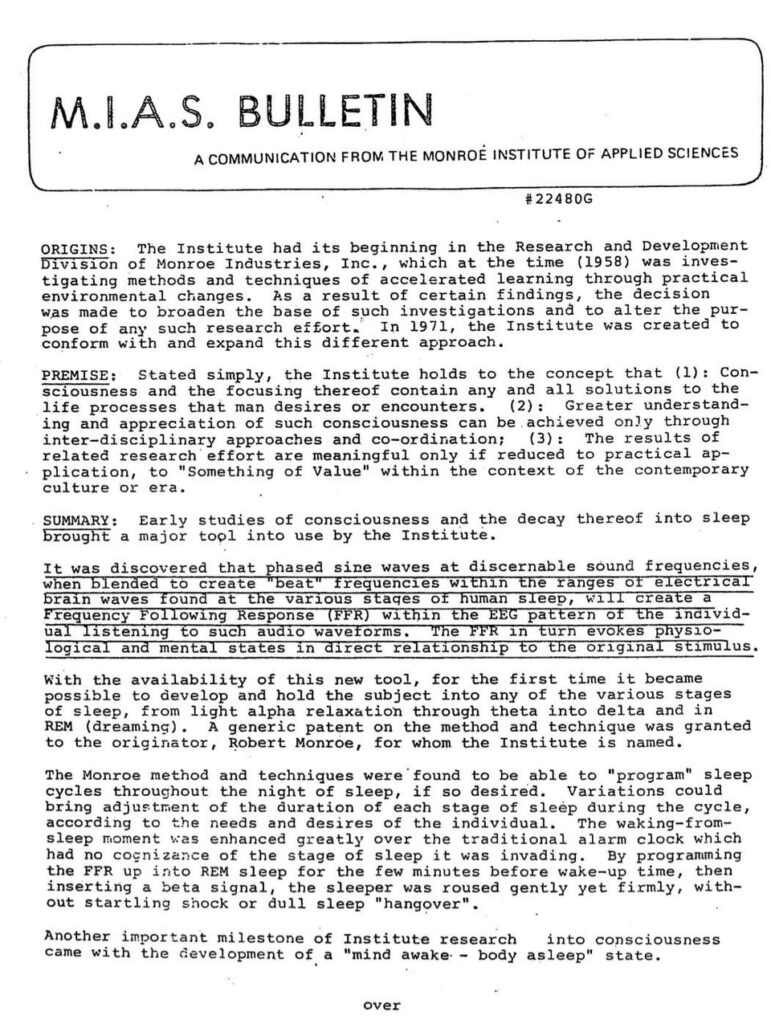 M.I.A.S. Early History & Development Of The Monroe Institute