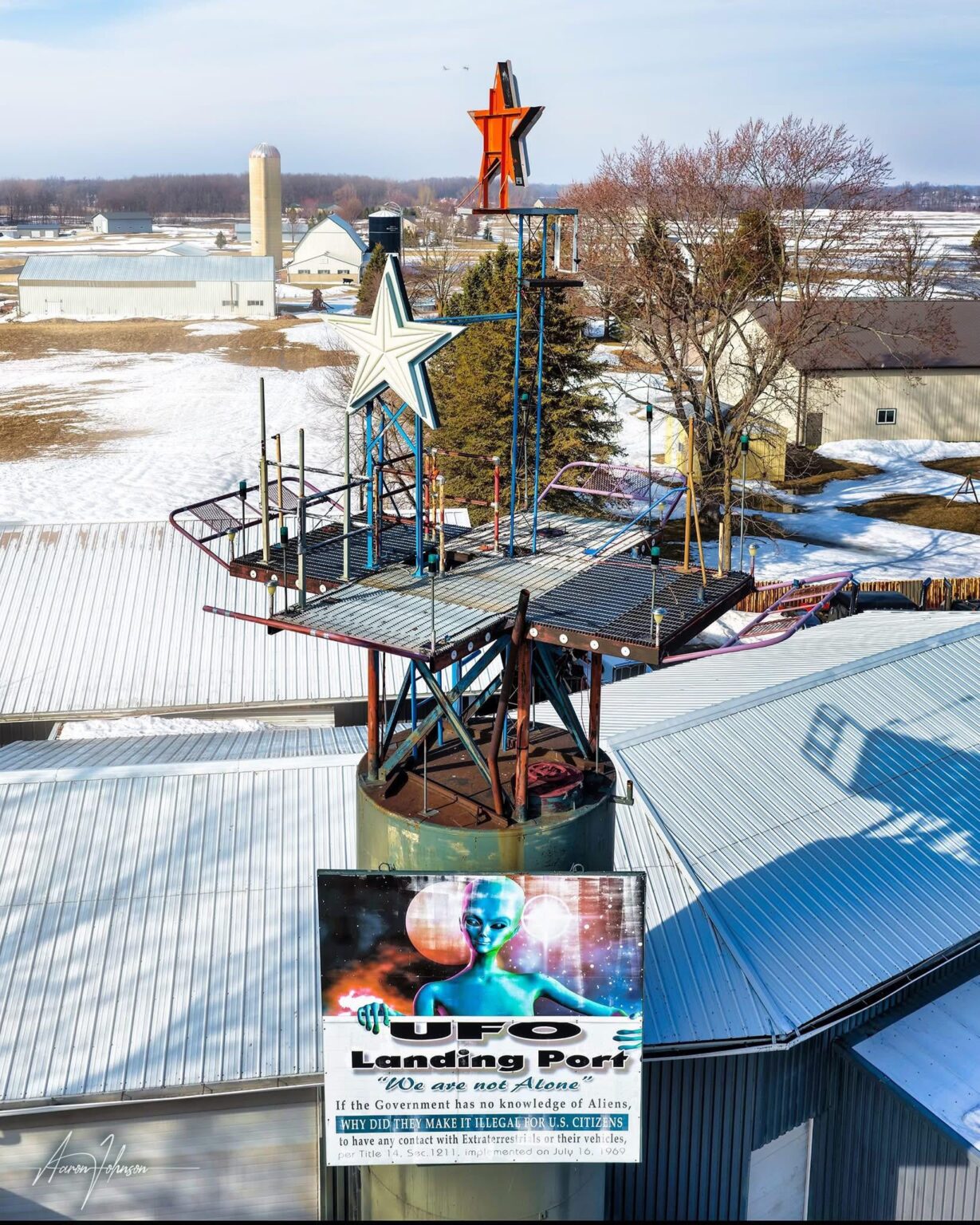 An UAV view of the UFO Landing Port in Poland, WI. 📷 Aaron Johnson