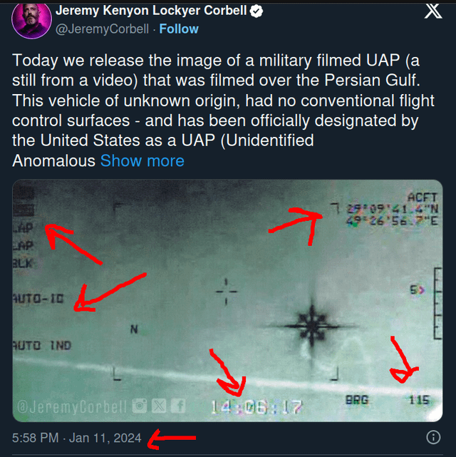 Corbell leaked it with flir data visible in 2024 and now Government releases it with cover boxes? Why was Corbell not prosecuted for that then?