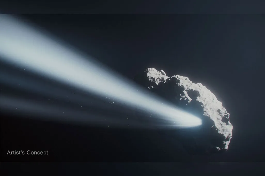 comet with a jet of gas coming out