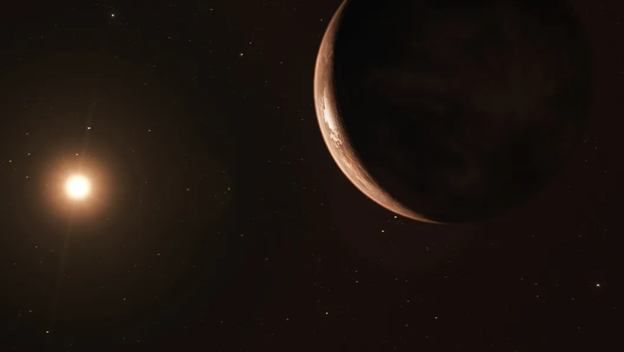 A dim, frozen super-Earth orbits a fast-moving star just 6 light-years away. (Image Credits: NASA)