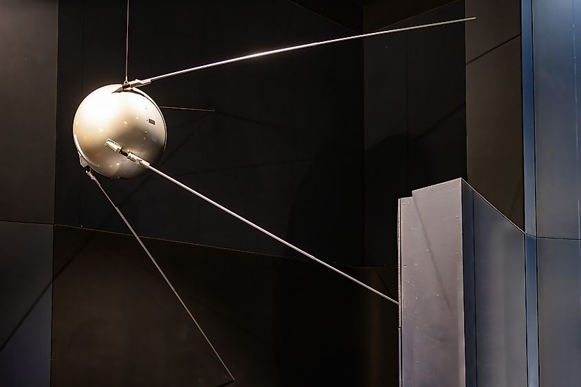 Sputnik 1, the first artificial satellite in the Science Museum, London. Editorial credit: agsaz / Shutterstock.com