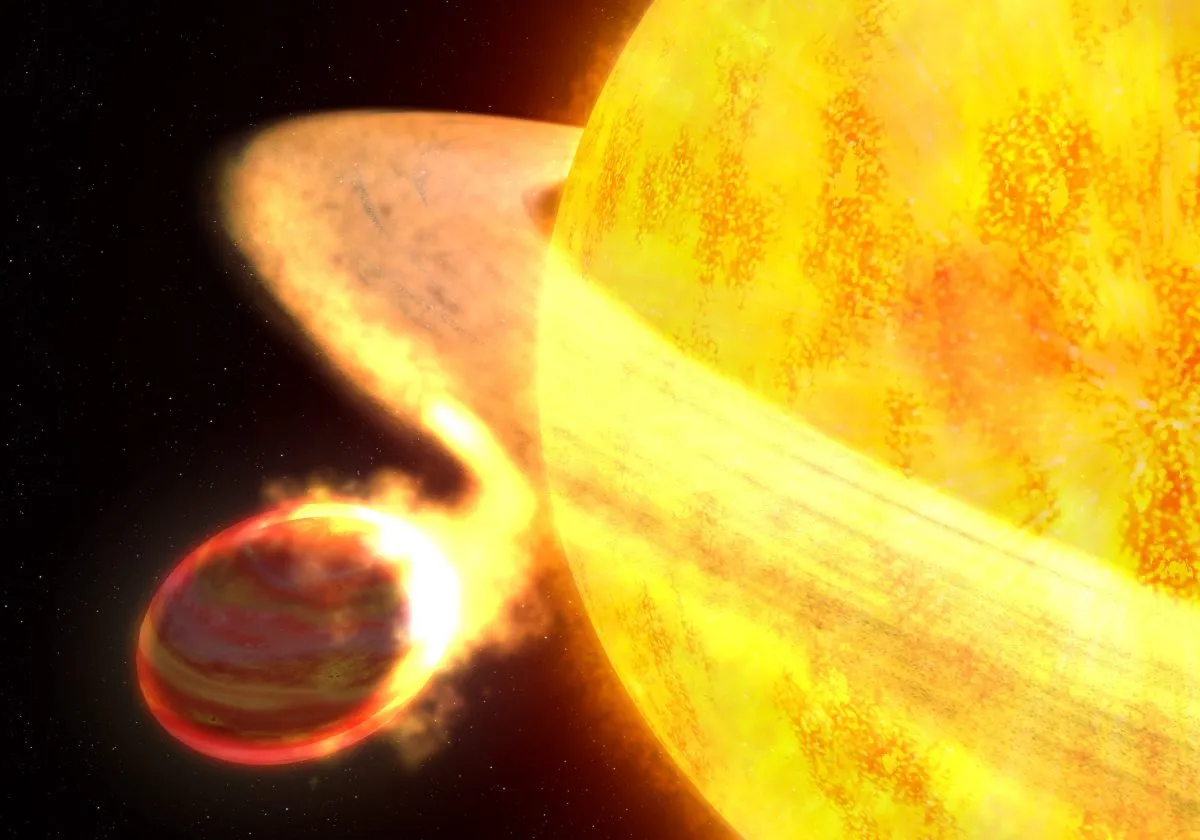 An artist's illustration of exoplanet WASP-12b. Credit: NASA/ESA/G. Bacon