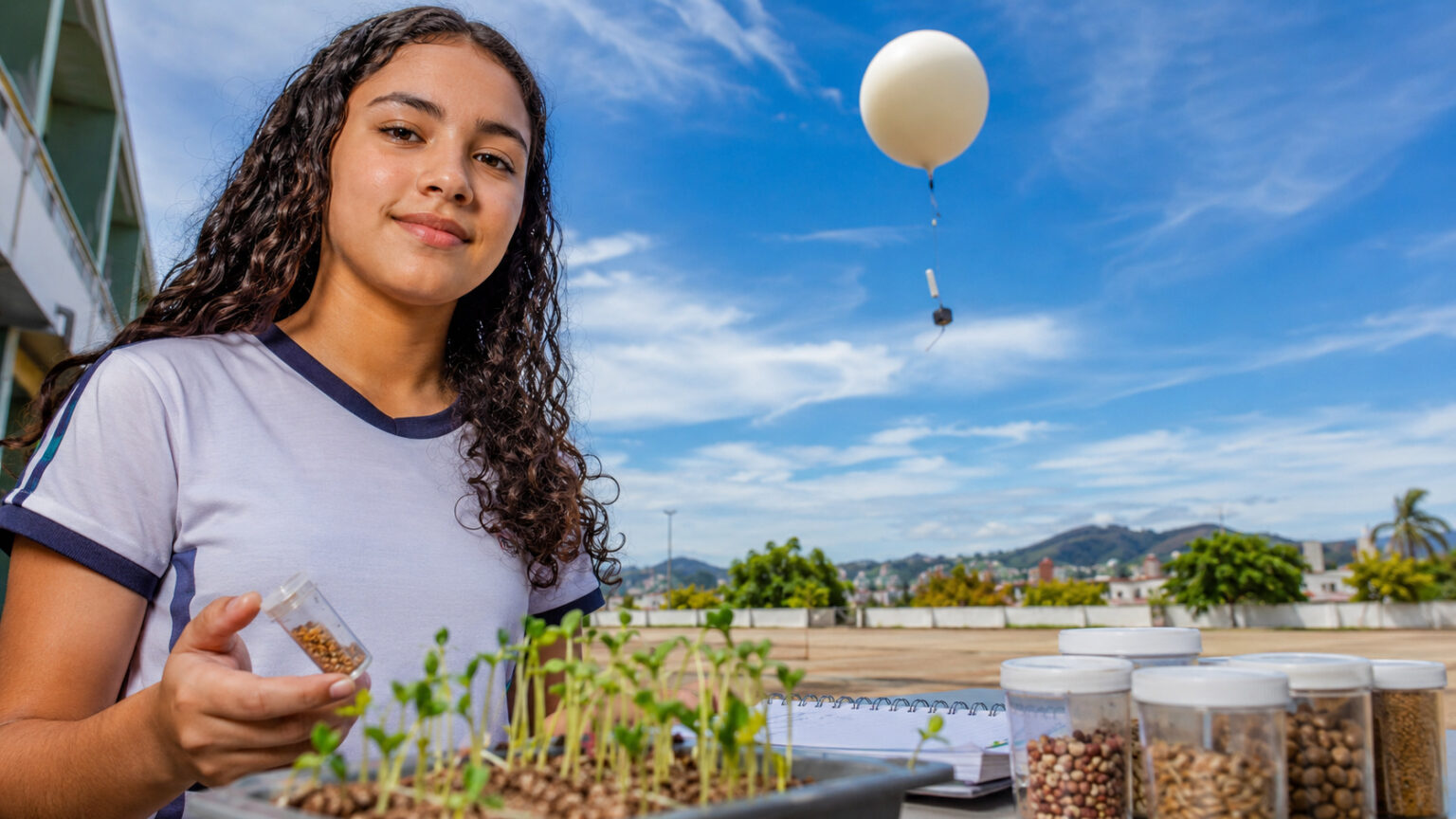 While space science seems like the work of a million-dollar laboratory, a public school student from Vitória sent seeds in high-altitude balloons to investigate solar radiation, germination, and plant growth.
