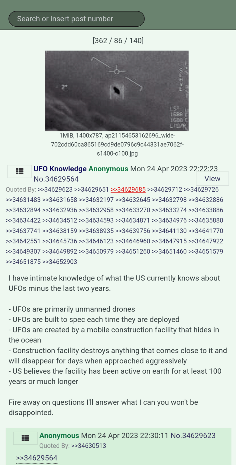 How do you feel about the “4 Chan ufo whistleblower” was it just a larp? Or was it real?