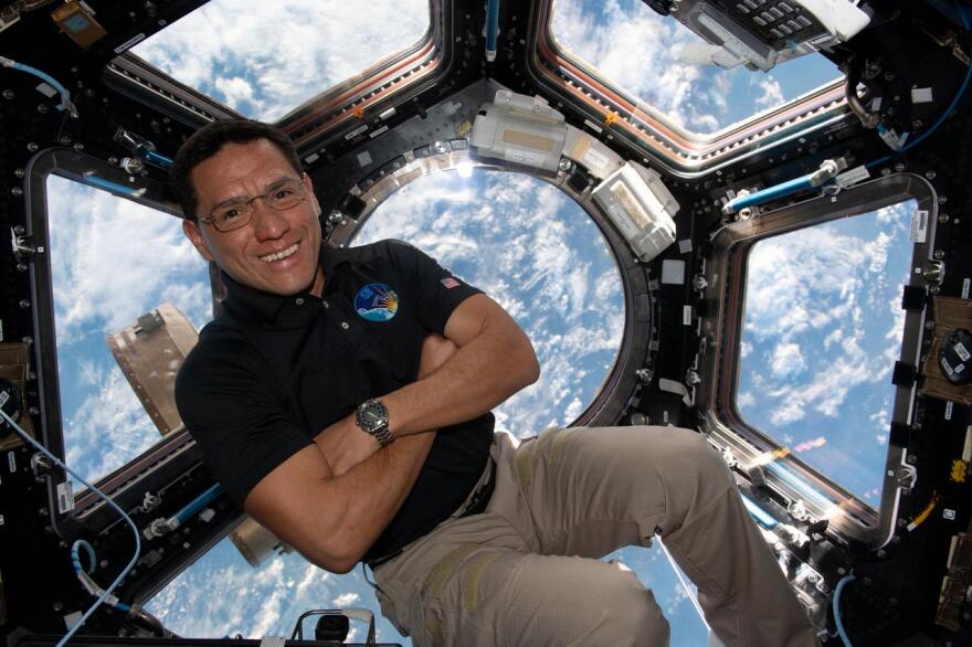 NASA astronaut and Expedition 68 Flight Engineer Frank Rubio is pictured October 1, 2022 inside the cupola, the International Space Station's "window to the world," as the orbiting lab flew 263 miles above southeastern England.