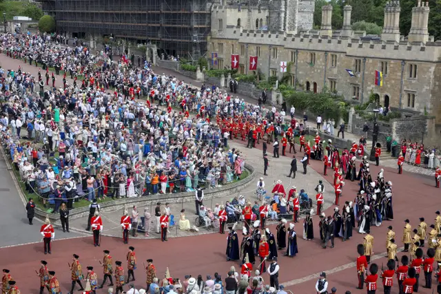 Guests outside St George’s Chapel seen from above