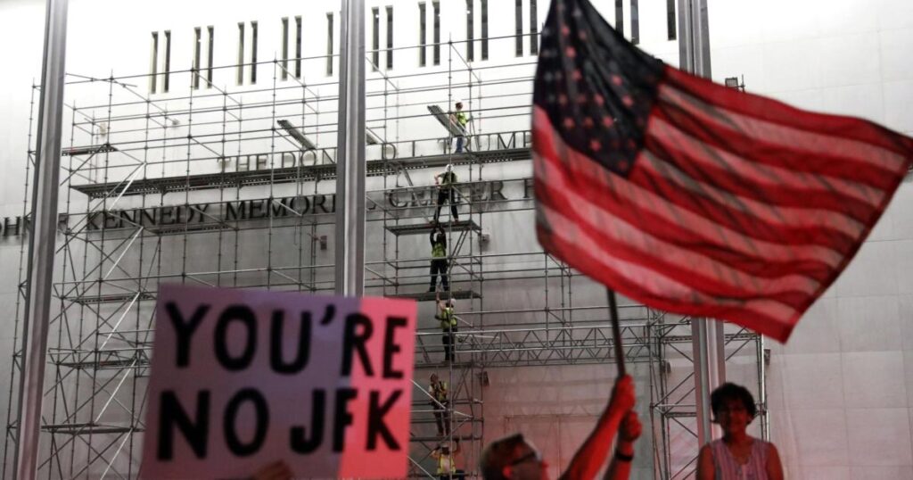 Workers begin removing Trump’s name from the Kennedy Centre Workers begin removing Trump’s name from the Kennedy Centre