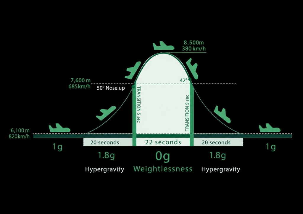 How parabolic flights create zero gravity diagram