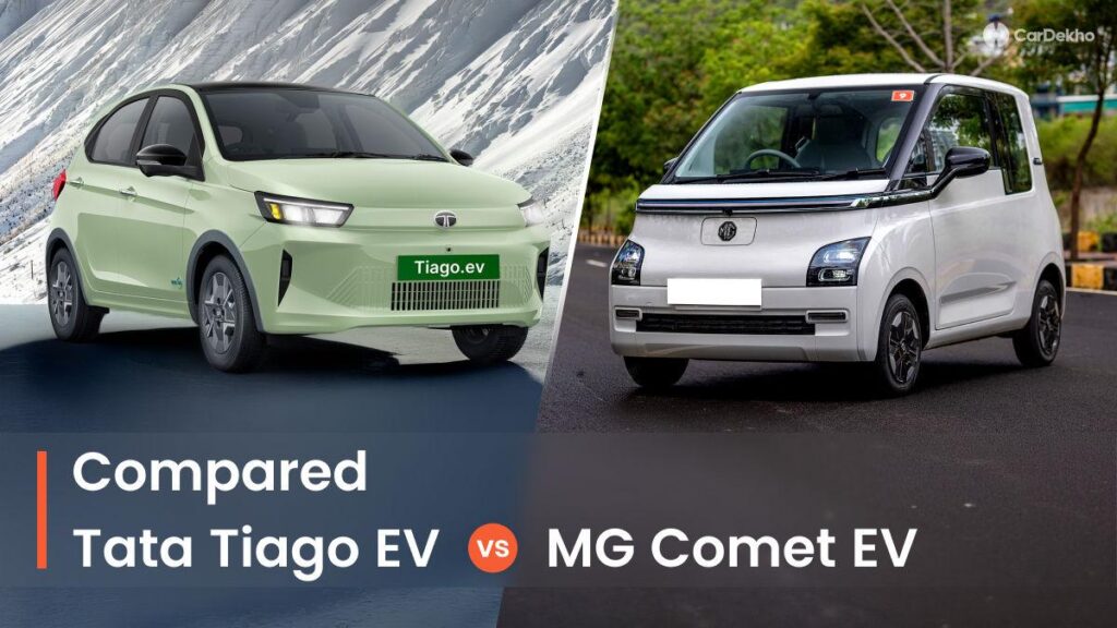 2026 Tata Tiago EV vs MG Comet EV Specifications Comparison: Dimensions, Colour Options, Features And Safety, Battery Packs And Range, And Prices MG Comet EV Front Left Side Image