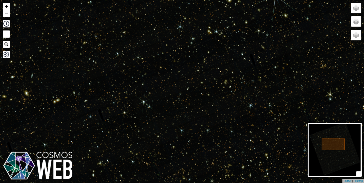 The Cosmic Web Like You’ve Never Seen it Before A section of the COSMOS-Web map, zoom x4. Credit: COSMOS-Web Collaboration.