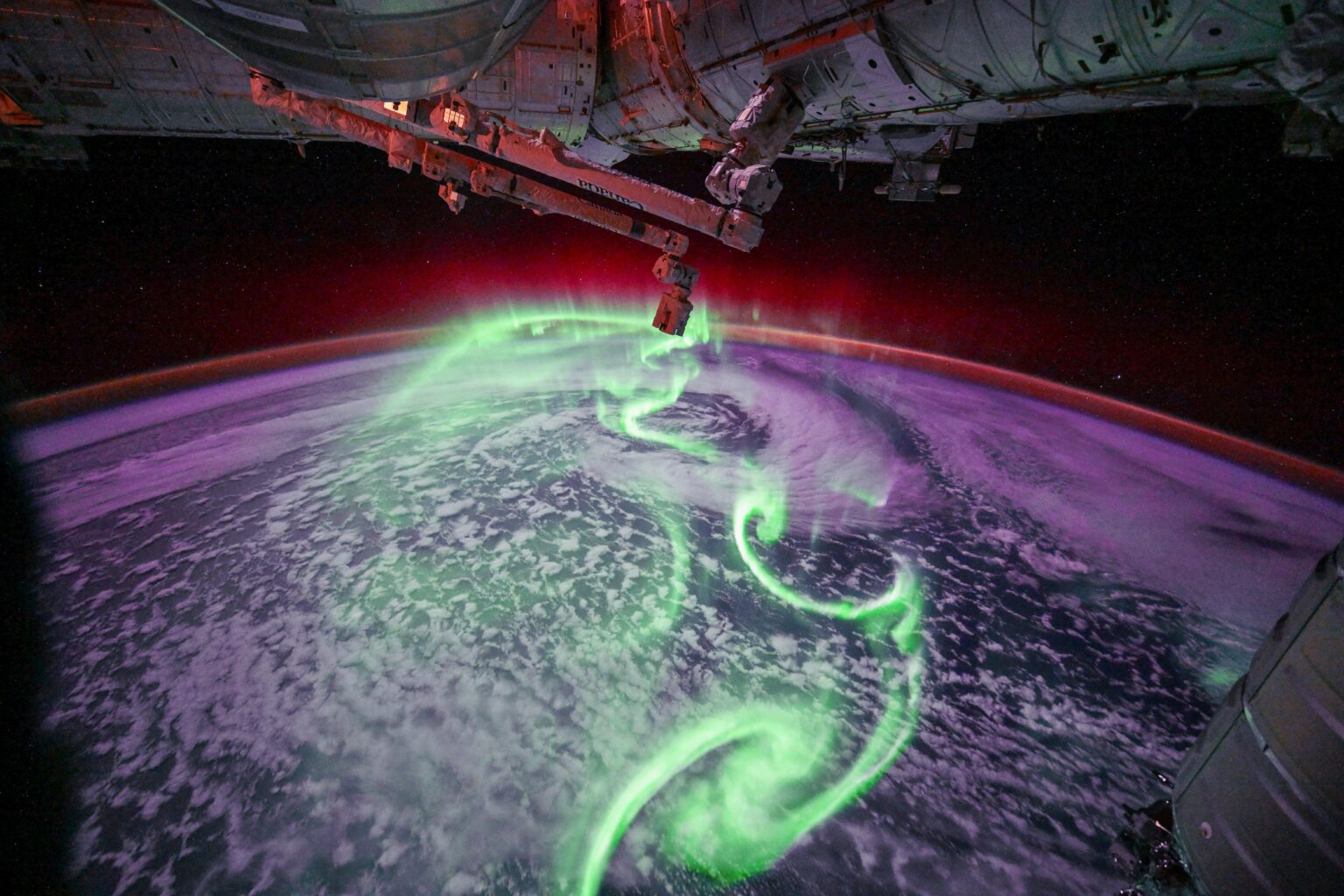 Auroras captured by ESA astronaut Sophie Adenot