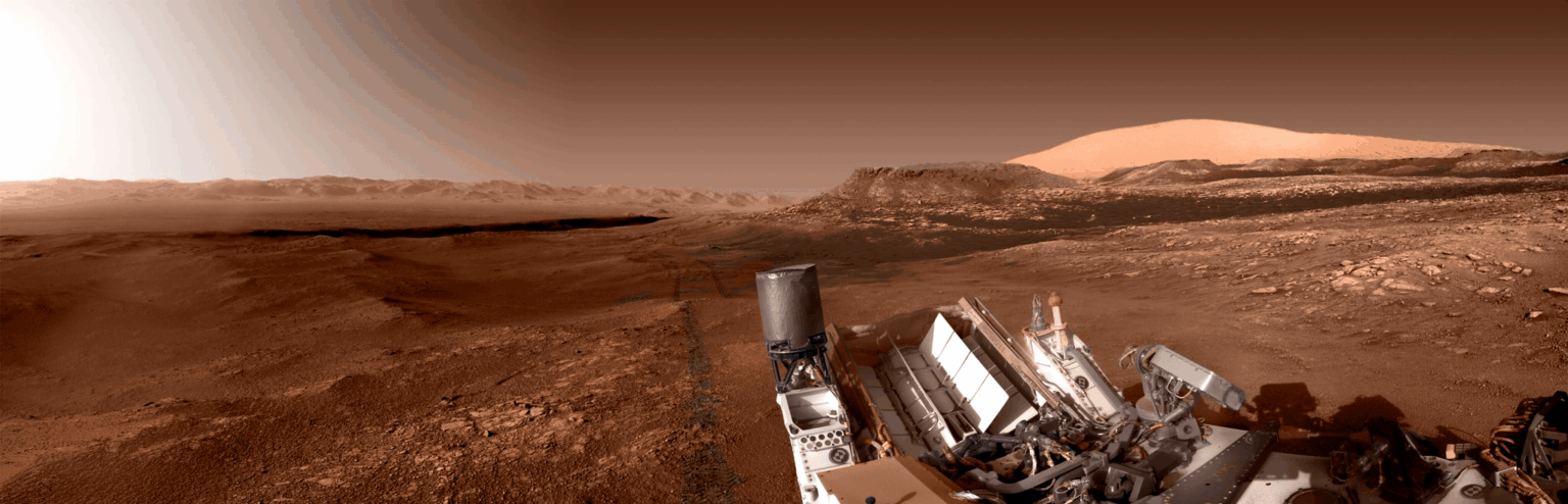 ''This photo is a composite of twelve black and white pictures taken by Curiosity rover on Mars on 24 November 2019 at approximately 4:30 pm local time. I colorized the composite on the basis of color pictures taken by another camera at a different time'' By Sheriill